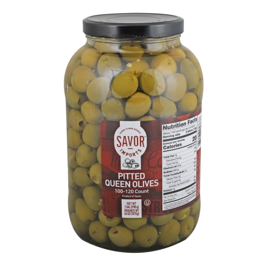 Seville Pitted Queen Olives, 100/110 Count, Bulk, 4 x 1 GA Case - Condiments & Sauces