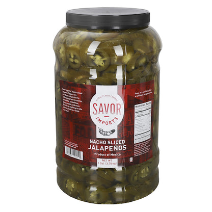 Savor Brands Nacho Sliced Green Jalapeno Peppers, 4 x 1 GA Case - Fruit & Sides