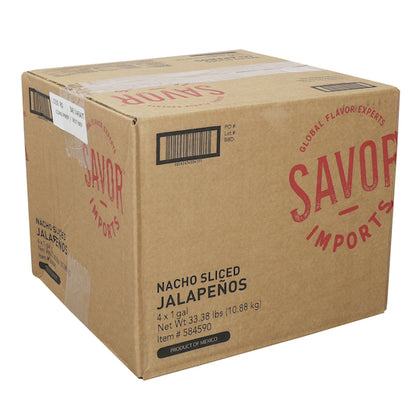 Savor Brands Nacho Sliced Green Jalapeno Peppers, 4 x 1 GA Case - DOT product image 5