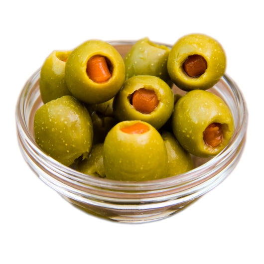 Seville Stuffed Queen Olives Jar 130-160 count, 12 x 32 oz Case - Condiments & Sauces