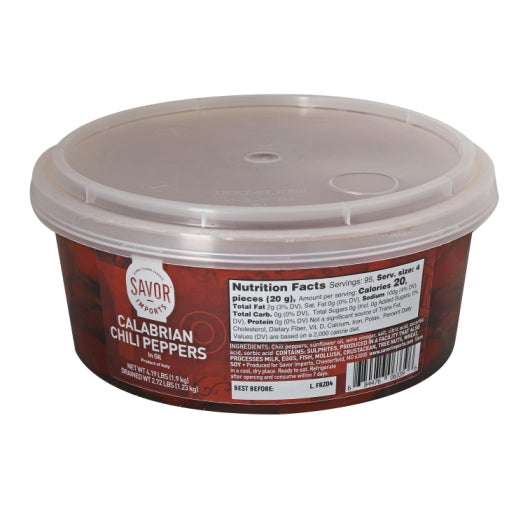 Savor Calabrian Chili Peppers in Oil, 2 x 4.19 lb Case - Spices Seasonings