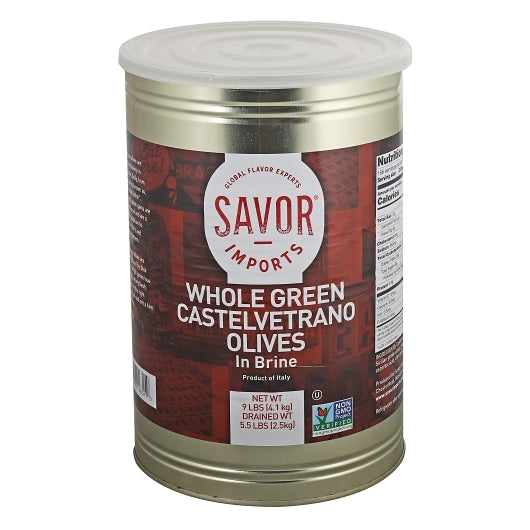 Savor Brands Whole Giant Green Castelvetrano Olives Giant In Brine, 2 x 5.5 lb Case - Condiments & Sauces