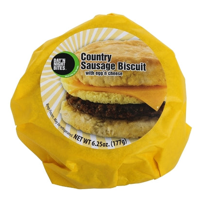 Day N Night Individually Wrapped Sausage, Egg and Cheese Biscuit, 12 x 6.25 oz Case - Prepared Foods