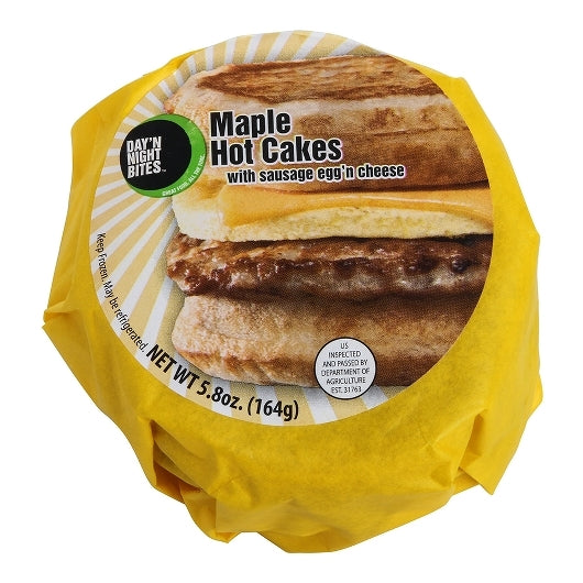 Day N Night Individually Wrapped Sausage, Egg &Cheese Maple Hot Cake, 12 x 5.8 oz Case - Bakery & Desserts