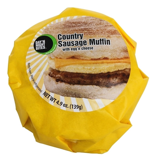 Day N Night Individually Wrapped Sausage, Egg & Cheese Muffin, 12 x 4.9 oz Case - Prepared Foods
