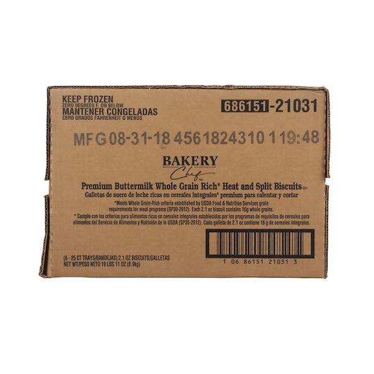 Bakery Chef 2 Ounce EASY SPLIT Whole Grain BISCUIT, 150 x 2.1 oz Case - DOT product image 2