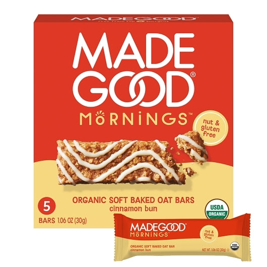 MadeGood Morning Bars Cinnamon Bun, 6 x 5 ct Case - Breads, Rolls & Buns