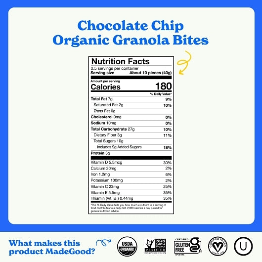 MadeGood Chocolate Chip Granola Minis, 6 x 3.5 oz Case - DOT product image 5