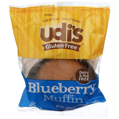Udis Gluten Free Gluten-Free Individually Wrapped Blueberry Muffin, 36 x 3 x 3 oz Case - Front/center packaged product image