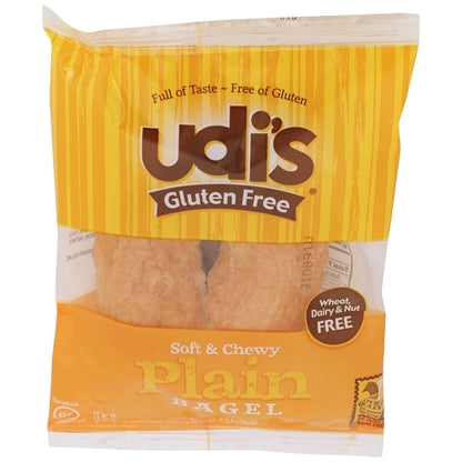 Udis Gluten Free Individually Wrapped Gluten-Free Plain Bagel, 24 x 3.5 oz Case - Breads, Rolls & Buns