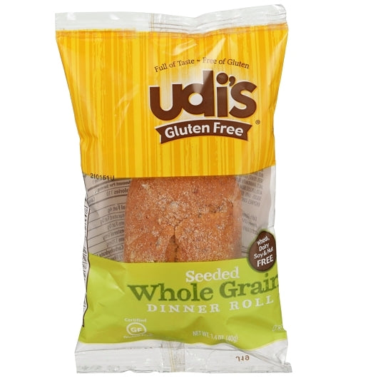 Udis Gluten Free INDIVIDUALLY WRAPPED Gluten Free WHOLE GRAIN Dinner Roll, 36 x 36 x 1.4 oz Case - Breads, Rolls & Buns