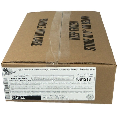 Los Cabos SAUSAGE, Egg & CHEESE BREAKFAST BURRITO, 24 x 24 x 3.6 oz Case - DOT product image 5