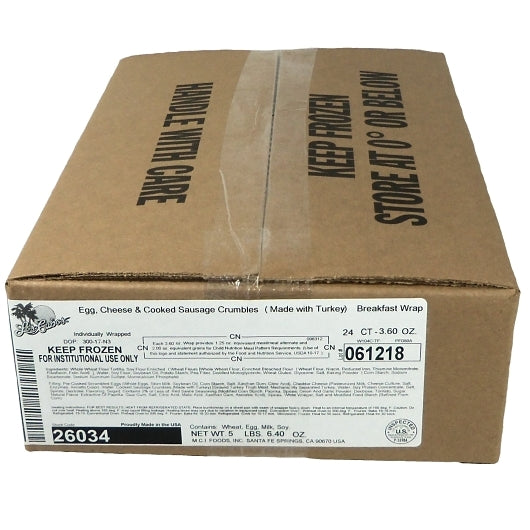 Los Cabos SAUSAGE, Egg & CHEESE BREAKFAST BURRITO, 24 x 24 x 3.6 oz Case - DOT product image 6