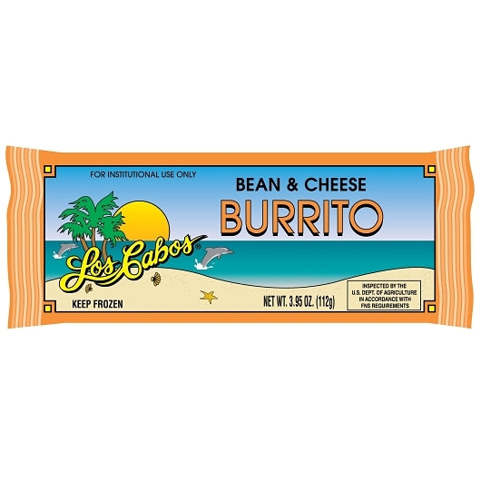 Los Cabos Individually Wrapped WHOLE GRAIN BEAN & CHEESE burrito, 120 x 120 x 3.95 oz Case - Prepared Foods