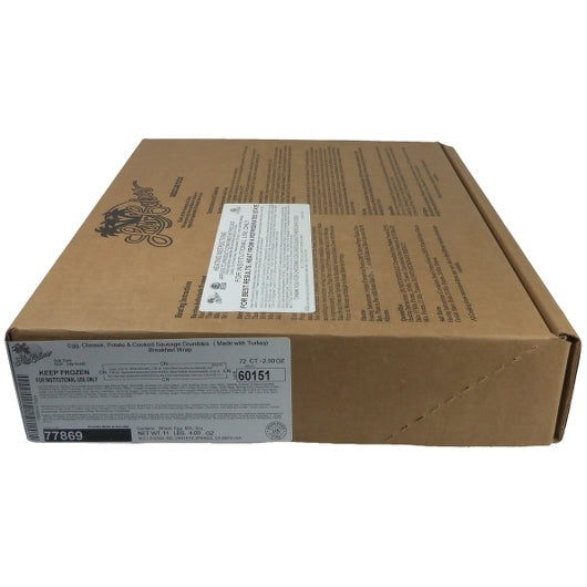 Los Cabos Egg, Cheese, Potato, and Turkey Sausage Breakfast Wrap, 72 x 72 x 2.5 oz Case - DOT product image 7