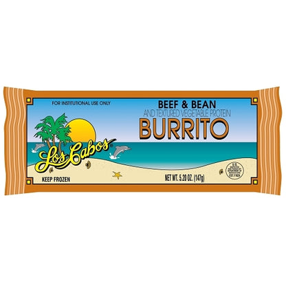 Los Cabos Individually Wrapped Beef & Bean Burrito, 96 x 96 x 5.2 oz Case - Prepared Foods