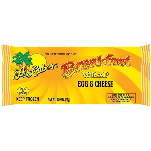 Los Cabos Individually Wrapped Egg and Cheese Breakfast Wrap, 72 x 72 x 2.5 oz Case - Prepared Foods