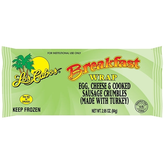 Los Cabos Sausgae, Egg & Cheese Burrito, 72 x 72 x 2.95 oz Case - Prepared Foods