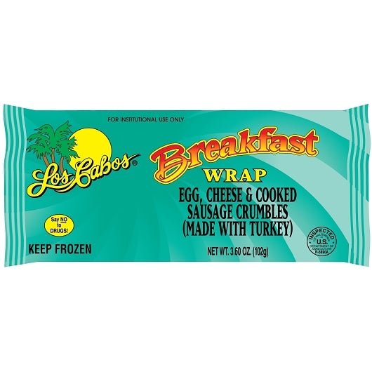 Los Cabos Egg, Sausage, and Cheese Wrap, 72 x 72 x 3.6 oz Case - Prepared Foods