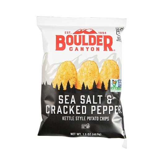 Boulder Canyon Kettle Chips Sea Salt Cracked Pepper, 55 x 1.5 oz Case - Snacks