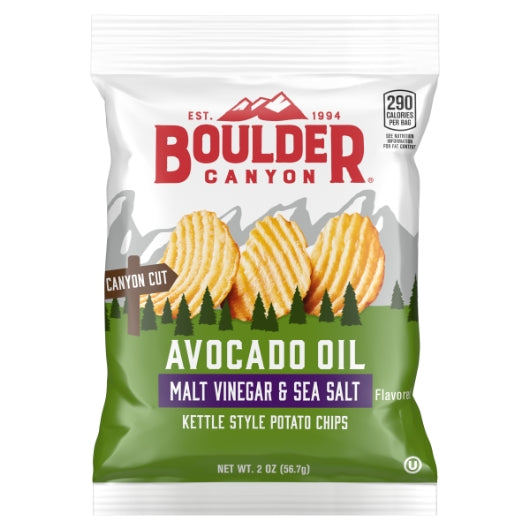 Boulder Canyon Avocado Oil Malt Vinegar & Sea Salt Kettle Chips, 16 x 2 oz Case - Snacks - image 2