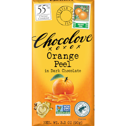 Chocolove Orange Peel Dark Chocolate Bar, 12 x 12 x 3.2 oz Case - Candy & Confections