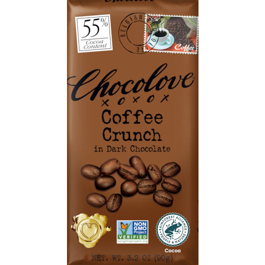 Chocolove Coffee Crunch Dark Chocolate Bar, 12 x 12 x 3.2 oz Case - Candy & Confections