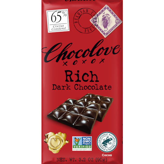 Chocolove Rich Dark Chocolate, 12 x 12 x 3.2 oz Case - Candy & Confections