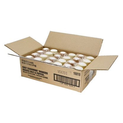 Chefs Seasoning SHAKER SALT & PEPPER DISPOSABLE, 12 x 12 x 5.5 oz Case - GS1 open-case image