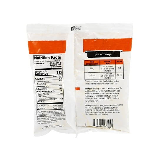 Chefs Companion Taco Seasoning Pouch, 6 x 6.6 oz Case - DOT product image 2