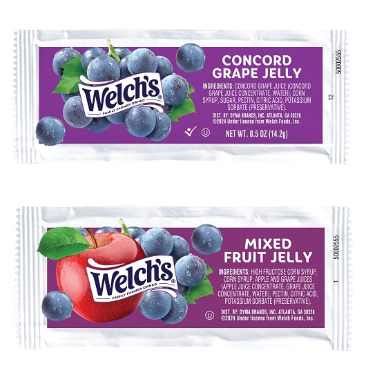 Welch's Mixed Fruit Jelly Assortment Pouches, 200 x 10 GR Case - Condiments & Sauces