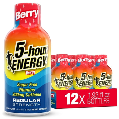 5-Hour Energy Shot Regular Strength Berry, 216 x 1.93 fl oz Case - Energy & Sports Drinks