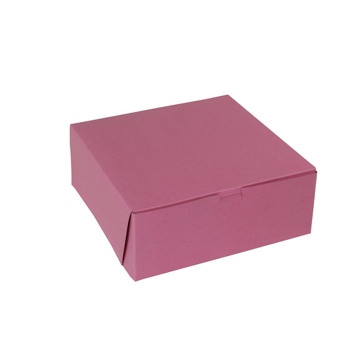 Boxit 10 Inch X 10 Inch X 4 Inch Strawberry Pink 1 Piece Bakery Cornerlock Box, 1 x 100 x 1 each Case - Food Containers