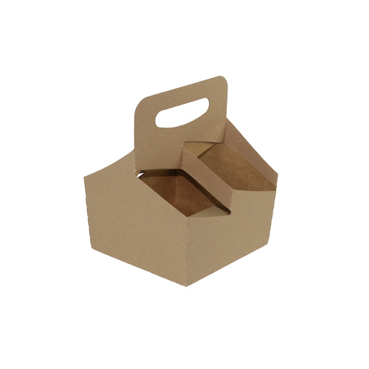 Boxit 7.25 Inch X 7 Inch X 7.25 Inch 4 Cup 32 Ounce Kraft Carrier Box, 1 x 100 x 1 each Case - Disposable Cups & Lids