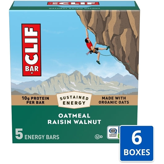 Clif Bar Oatmeal Raisin Walnut Energy Bar, 6 x 5 x 2.4 oz Case - Snack Bars & Granola Bars
