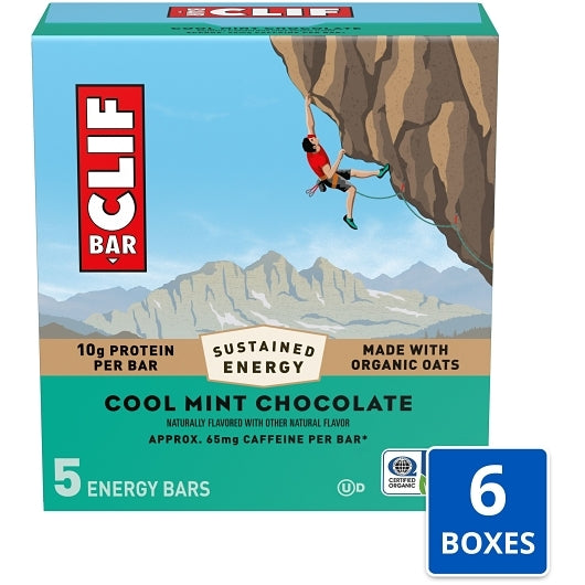 Clif Bar Cool Mint Chocolate Energy Bar, 6 x 5 x 2.4 oz Case - Candy & Confections