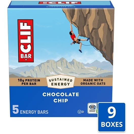 Clif Bar Chocolate Chip Energy Bar, 9 x 5 x 2.4 oz Case - Pantry Ingredients