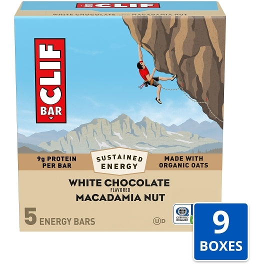 Clif Bar White Chocolate Macadamia Nut Energy Bar, 9 x 5 x 2.4 oz Case - Nuts & Seeds