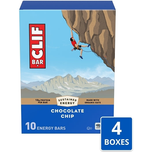 Clif Bar Chocolate Chip Energy Bar, 4 x 10 x 2.4 oz Case - Pantry Ingredients