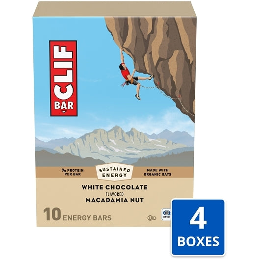 Clif Bar White Chocolate Macadamia Nut Energy Bar, 4 x 10 x 2.4 oz Case - Nuts & Seeds