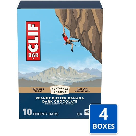 Clif Bar Peanut Butter Banana With Dark Chocolate Energy Bar, 4 x 10 x 2.4 oz Case - Candy & Confections