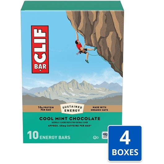 Clif Bar Cool Mint Chocolate Energy Bar, 4 x 10 x 2.4 oz Case - Candy & Confections
