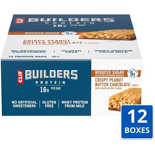 Clif Builders Peanut Butter Chocolate Protein Crisp, 12 x 1.97 oz Case - Candy & Confections