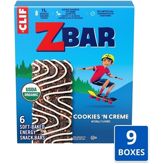 Clif Zbar Cookies 'N Creme Energy Bar, 9 x 6 x 1.27 oz Case - Bakery & Desserts