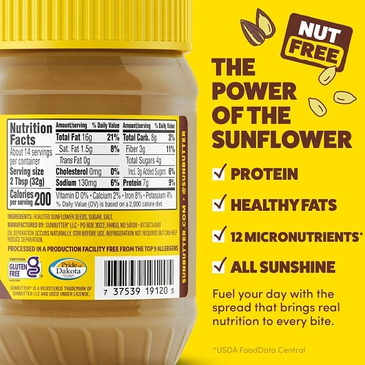SunButter Natural SUNFLOWER Butter, 6 x 1 lb Case - DOT product image 8