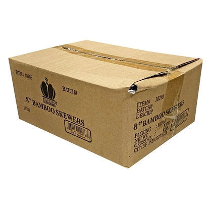 Bamboo Skewer 8 Inch Bamboo Skewers, 12 x 1600 each Case - Toothpicks & Skewers