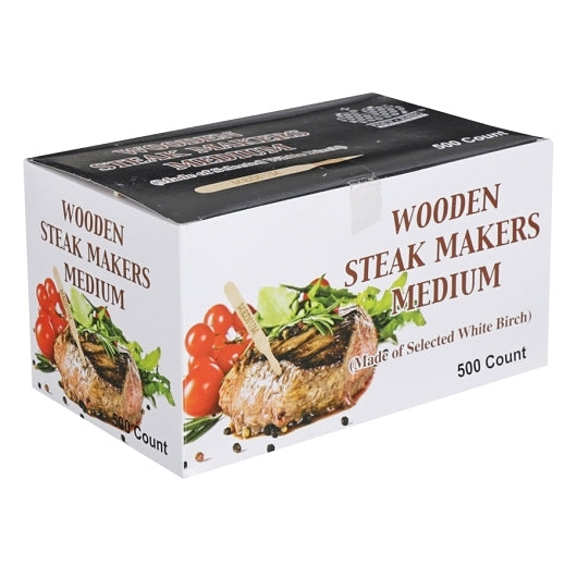 Wooden Steak Markers Medium Steak Wooden Marker, 10 x 500 each Case - Alternate product angle or state
