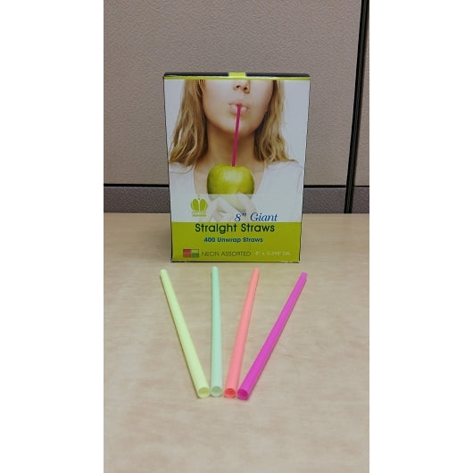 Goldmax Straws Straight Unwrapped Neon Giant 8", 6 x 400 each Case - Disposable Gloves