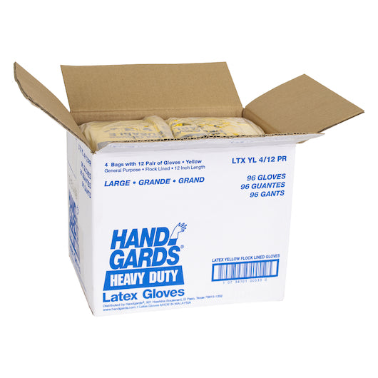 Handgards General Purpose Reusable Yellow Latex Large Glove, 4 x 12 x 12 PR Case - DOT product image 4