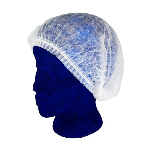 Handgards 21 Inch Paper White Pleated Bouffant Cap, 5 x 100 x 100 each Case - Product image with supporting elements